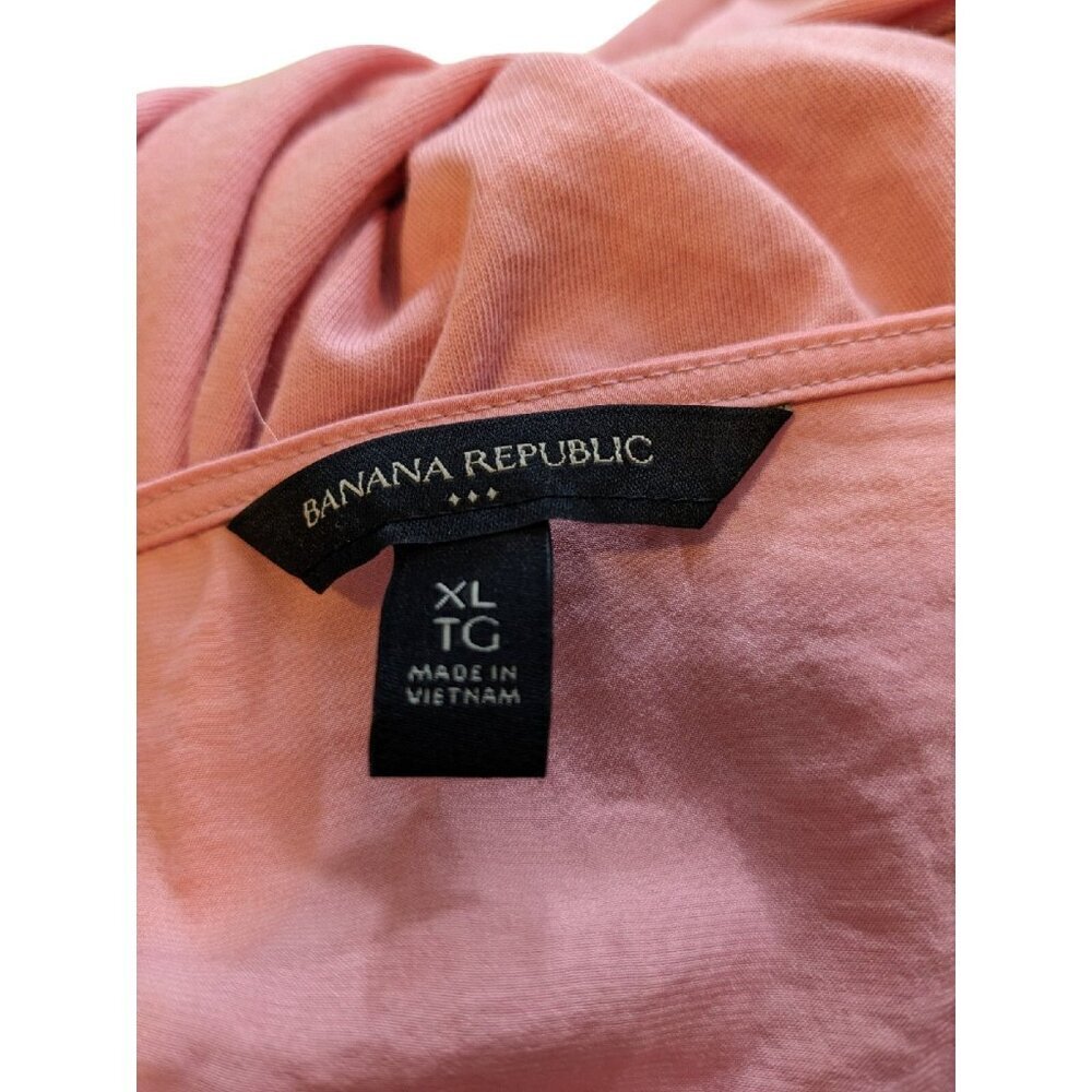 Banana Republic Top Womens XL Pink Cotton Modal Long Sleeve Split V Neck Soft - Picture 4 of 4